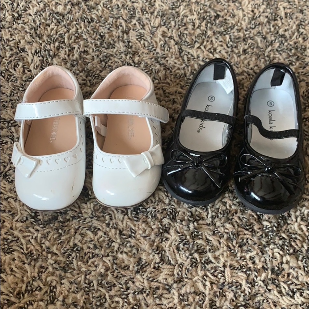 Black and white dress shoes